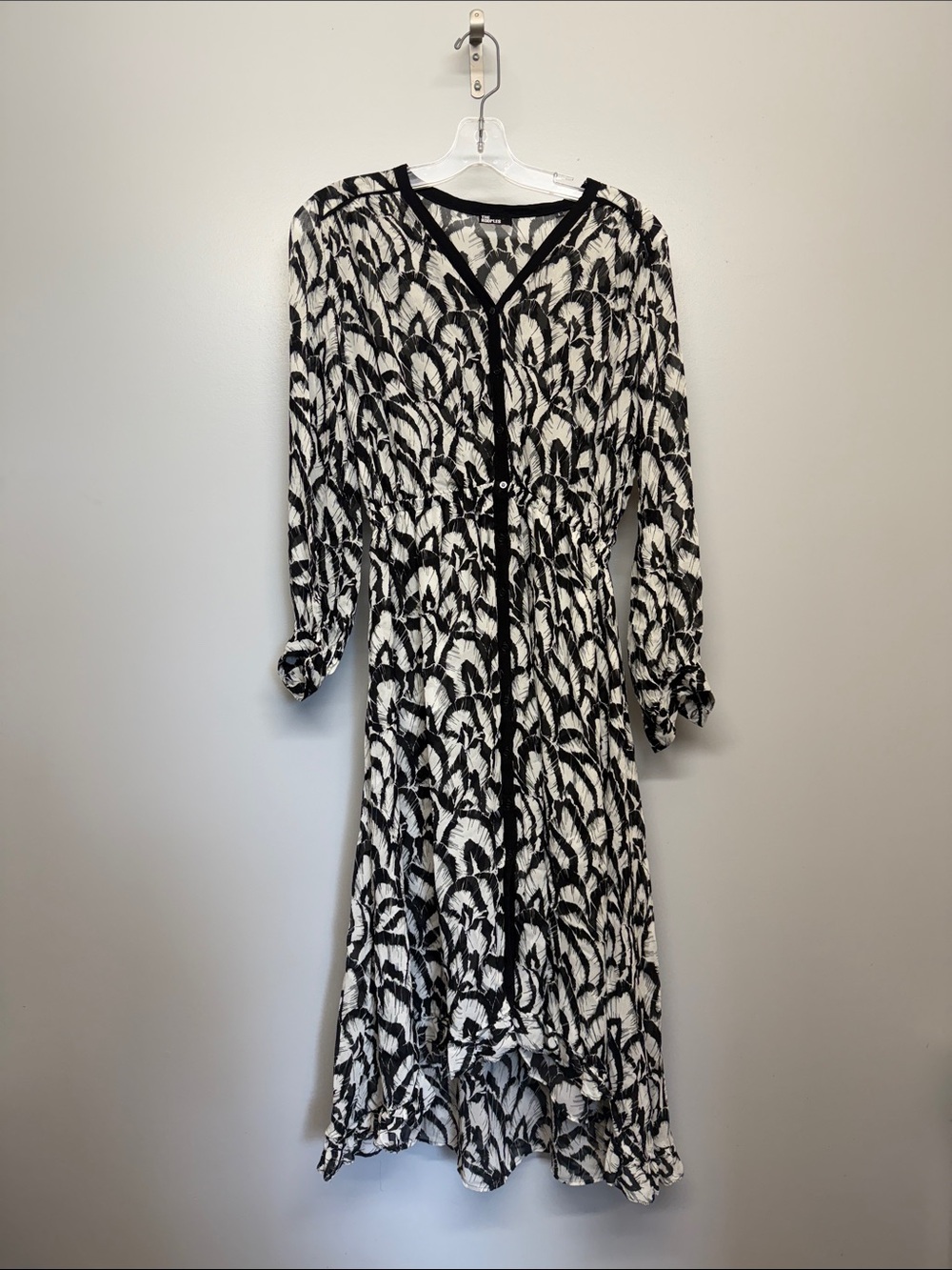 The Kooples Black & White Leaf-Print Maxi Dress